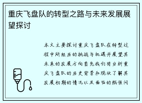 重庆飞盘队的转型之路与未来发展展望探讨